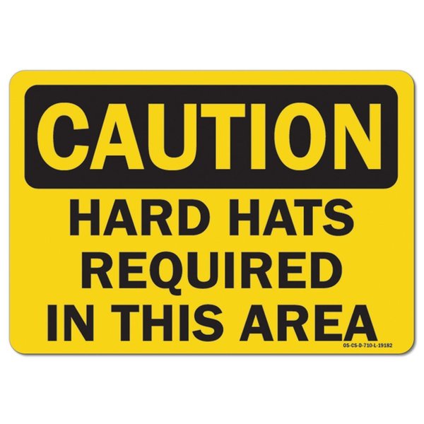Signmission OSHA Sign, Hard Hats Required in Area, 14in X 10in Plastic, 14" W, 10" H, Landscap OS-CS-P-1014-L-19182